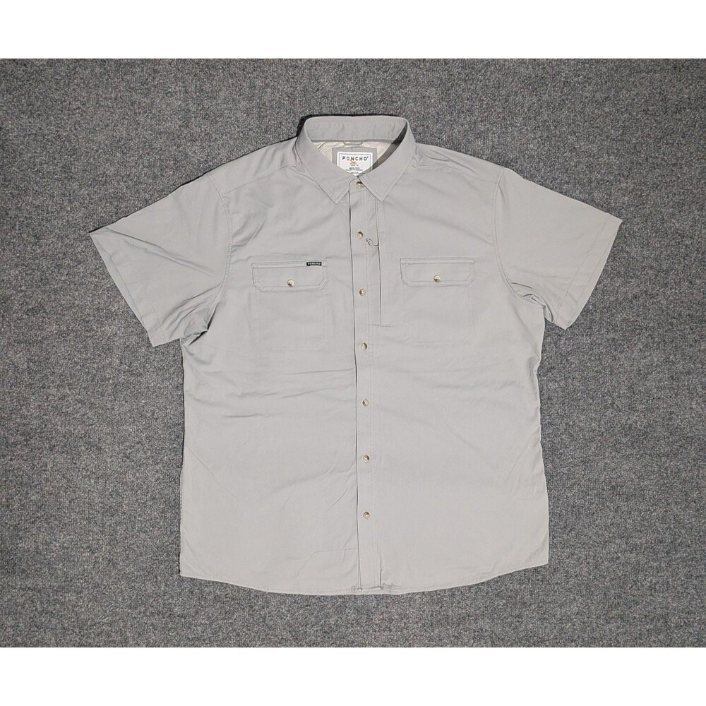 Poncho Shirt Mens XXL Slim Fit Short Sleeve Gray
